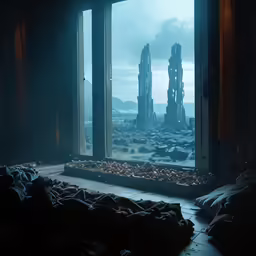 an open window into a room with many windows