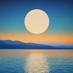 a full moon over a body of water