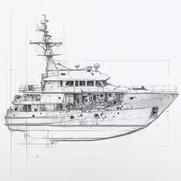 a drawing of a large boat with watermarks