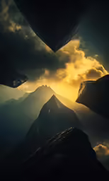 a photo of a mountain with a view of the sunset