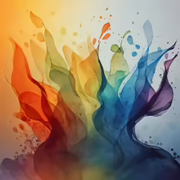 colored abstract painting with splashing liquid