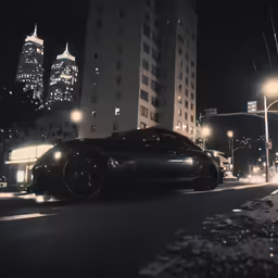 the car is on the street at night