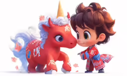 a little girl kisses a pink unicorn on the cheek
