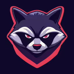 an angry raccoon is shown on the black background