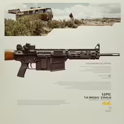 the print features an army rifle