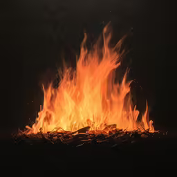 a bonfire with bright, bright flame at the bottom
