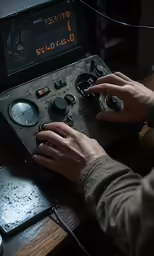 a man working on a control panel inside of a building