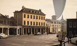a street that has buildings along the street