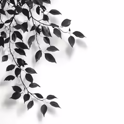 a leaf - laden tree branch against a white background