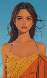 a close up of a person wearing a dress