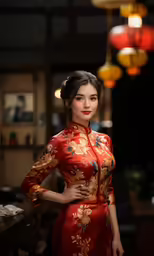 the woman is wearing a very oriental style outfit