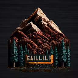 a scenic mountain scene with a sign stating eaullly
