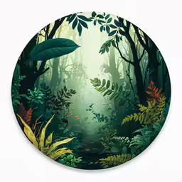an image of green plants and ferns in the woods