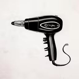 the hair dryer is on display on the white surface