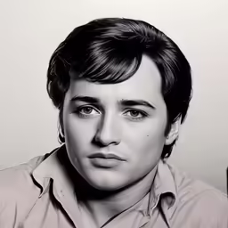 a young man with dark hair posing for the camera