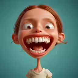 a little girl smiling with teeth showing and upper lip showing