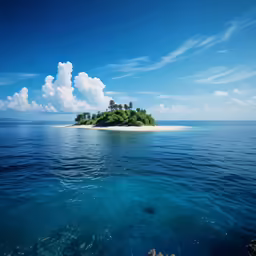 an island sits in the middle of an ocean surrounded by water