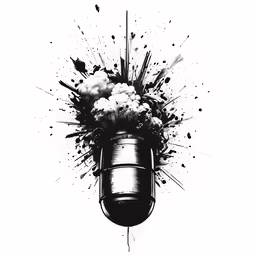 smoke is rising out of an old fashion microphone