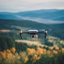 an image of a small red and white airplane in the air