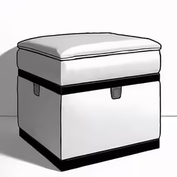 an ottoman that looks like a cooler on the ground