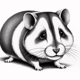 a black and white illustration of a hamster