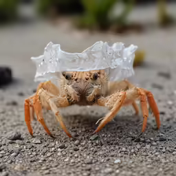 an image of a crab under a plastic bag