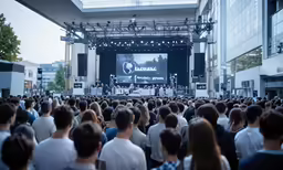 a large crowd watching an outdoor music concert
