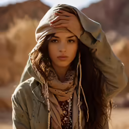 a young woman wearing a hat and a scarf