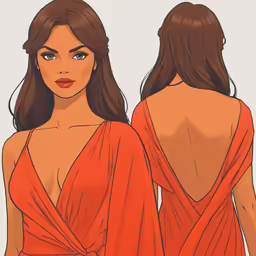 two woman with large breasts and very thin shoulders are depicted