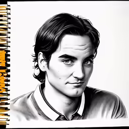 a photo in pencil of a male face