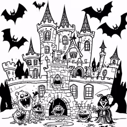 the drawing of cartoon castle coloring pages