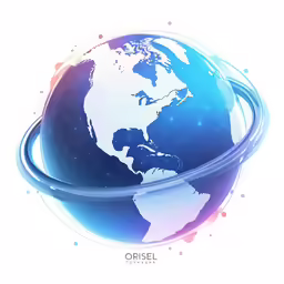 the earth with colorful circles around it