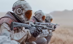 several men in full military gear holding guns