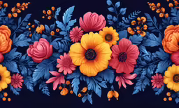 a picture of some flowers painted on a black background