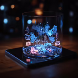 a glass sitting on top of a table next to a tablet computer