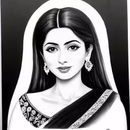 a drawing of a woman wearing a black dress