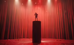 a person that is standing on top of a pole
