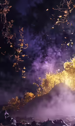 the colorful fireworks in the sky lit up a cloudy night