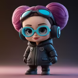 the toy doll with a pair of glasses is shown