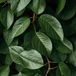 a tree branch with green leaves in it