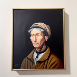 there is a painting of a man with a hat
