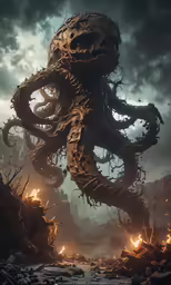 the creature in this scene has many arms and legs