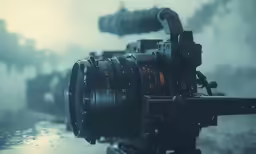 the large camera is attached to the body of the camera