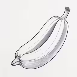 a banana is drawn in a pen and ink