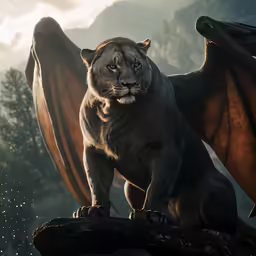 the character of a large, predatory dragon standing on rocks