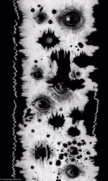 black and white photo of multiple eyes and ink