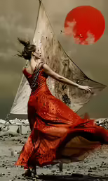 an artistic photo of a woman in a long dress