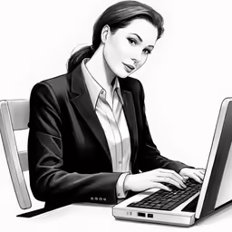 a business woman working on a laptop