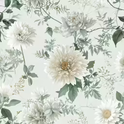 white flowers are on the wall and the wall paper