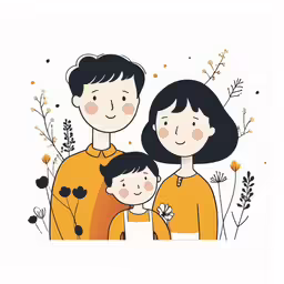 two adults, a child, and an adult are in a field with yellow flowers